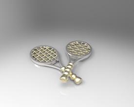 tennis racket jewelry printable cnc free racquet pendant badge pin sport gold silver fashion stl 3dm pendants health valentine style 3d print model - Mito3D