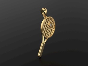 tenis raqueta colgante pendiente deporte oro plata collar joyería joya regalo pelota colgantes recquet 3d impresión 3d print model - Mito3D