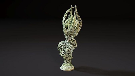 tentacled woman bust monster girl statue sculpture art decor sculptures decoration home figure wireframe voronoi lamp wire 3d print model - Mito3D