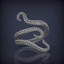tentacoli polpo gioielleria squillare 3d stampa modello moda oro design nozze arte argento stampabile bianca platino brillante unico anelli bellezza 3d print model - Mito3D