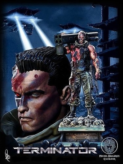 terminador by creativo friki mb estatua comando película arnold schwarzenegger arte fan robot patreon fantasía figurilla escultura celebridad posnuclear actor hollywood 3d cyborg esculturas arte 3d print model - Mito3D