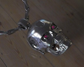 terminateur pendentif t2 jugement journée arnold schwarzenegger or argent robot crâne squelette bijoux anneaux pendentifs 3d print model - Mito3D