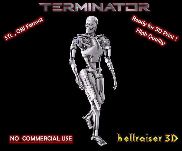 terminateur 800 endosquelette pose 2 personnage cyborg machine modèle robot crâne robotique mécanique sci skynet mech arnold mecha tomber apocalyptique jeux jouets 3D print model - Mito3D