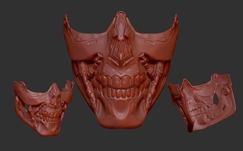 exterminador futuro t800 inspirado máscara facial covid covid19 cosplay mascarar scifi halffacemask suporte 3d 3dprint 3dprinting robô ciborgue biomecânico mecânico moda 3d print model - Mito3D