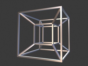 tesseract metallo cubo architettura dimensione matematico geometrico simbolo astratto contemporaneo scultura stampabile decorazione simmetrico 3dprint futuristico arte ipercubo matematica arredamento concettuale 3d print model - Mito3D