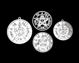 tetragrammaton pendant set of 4 subversions mystic occultism cult fashion ornament broche buckle inlay kabbalah judaism christianity gold silver platinum custom medallion small craft pentagram jewelry pendants 3d print model - Mito3D
