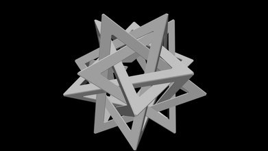 tetraedro 5 estrela dobra composto matemático arte simétrico triângulo triangular ouro simetria poliedro 3d print model - Mito3D