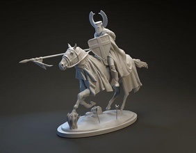 teutonico cavaliere ricarica previsto 3d stampa scultura statua cavalleria figurina guerriero medievale guerra crociato cavallo stampabile figura miniatura arte sculture 3d print model - Mito3D