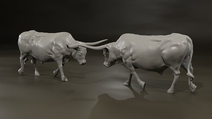 Texas Longhorn Toro mucca bestiame animale toro ox natura mammifero zbrush lonhorn arte sculture 3D print model - Mito3D