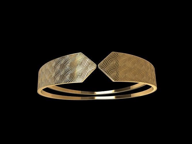 dokulu tasarımcı bileklik stl doğrulandı mücevher takı yazdırılabilir elmas yüzük moda prototip oluşturma 3d cad şık tasarım bilezik kada altın destekli çağdaş yüzükler 3D print model - Mito3D