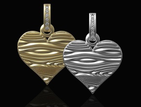 strutturato cuore pendente 3d stampabile stl gioielleria ciondoli oro argento platino sterlina pietre preziose moda brillante donne moderno amore san valentino 3d print model - Mito3D