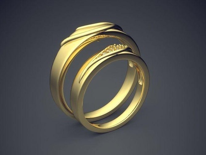 textured layered golden wedding rings gems jewel jewellery jewelry ring diamond brilliant cad fashion beauty finger gem platinum printable detail 3d print model - Mito3D