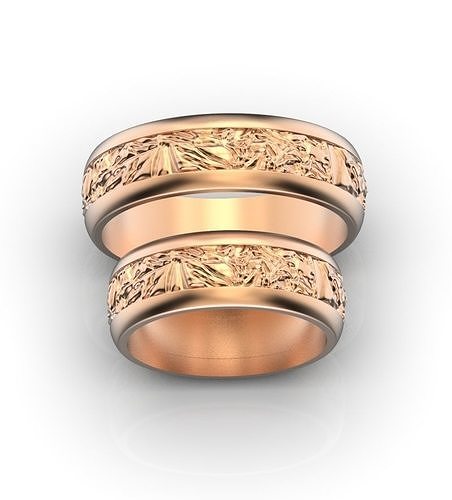 textured wedding bands gold rings jewelry ring band texture precious 3D print model - Mito3D