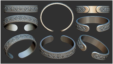 thai flower pattern bracelet thaistyle gold silver jewelry bracelets fashion bangles 3d print model - Mito3D