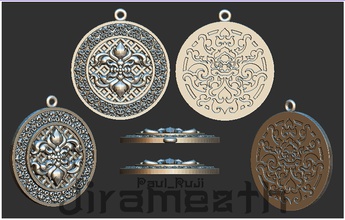thai lotus pandant thaistyle jewelry pendant earring ring silver gold flower asian thailand circle pendants 3d print model - Mito3D