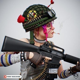 gracias niña gracias niña personaje figura miniatura estatua mujer guerra rifle armas Arte esculturas 3d print model - Mito3D