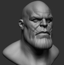 thanos printable characters creatures fantasy humanoid people stylized realistic zbrush 3dprint head face marvel avengers fictional creature art sculptures 3d print model - Mito3D