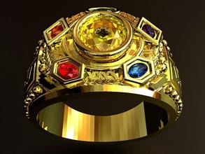 thanos anillo joyería joya oro ligero reloj vengadores reflexión lujo precisión diseño arte plata imprimible diamante libra esterlina pared espejo refracción anillos 3d print model - Mito3D