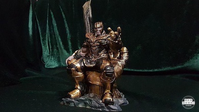 thanos on trono vengadores final hombre acero mcu escultura estatua personas armadura casco rígido arte esculturas 3d print model - Mito3D