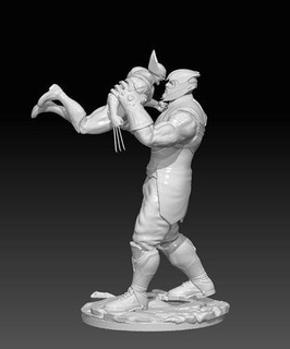 thanos vs wolverine xmen marvel sculpture art ironman logan captain beast statue kd3d panther jean avengers spiderman venom starwars endgame deadpool sculptures 3d print model - Mito3D