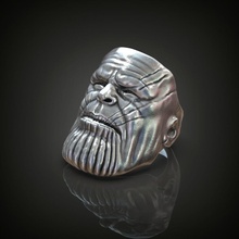 thanos warlord ring comics avengers hero marvel dc jewelry silver oxidizedsilver silverring sterling printable head face fanart rings 3d print model - Mito3D