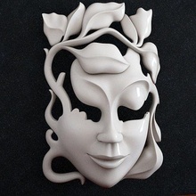 theater mask woman girl face artist painter figure painting paint brush role theatre pendant jewelry game roleplay art sculptures 3d print model - Mito3D