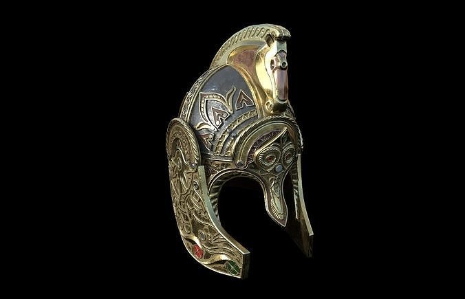 theoden helmet lord rings 3d digital file lordoftherings fantasy lotr rohan rohirrim eowun aragorn eomer gandalf saurumon sauron twotowers gimli legolas orc urukhai elves elvish games toys 3D print model - Mito3D