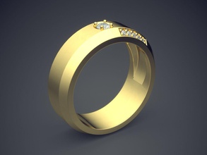 thick ring small diamonds 2140 jewelry gold jewel jewellery rings wedding engagement diamond brilliant cad gem platinum printable silver detail design 3d print model - Mito3D