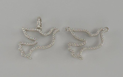 fino pomba pingentes diamantes joalheria colar ouro platina prata imprimível brilhante esterlina gema Paz pássaro pingente charme acessório moda beleza roupa diamantado 3d print model - Mito3D