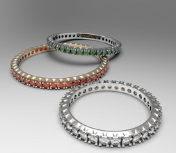 fina eternidade empilhável conjunto de anel jóias a casamento banda wedbands definir concluída partes printable o engajamento presente industrial massa produção leve diamante gemas anéis 3d print model - Mito3D