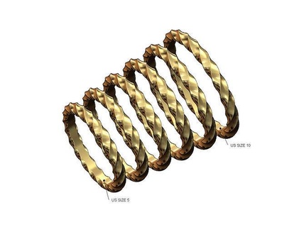 thin twist motif stacker band us size 5to10 ring fashion jewelry printable gold silver jewellery sterling braid braided rope wire wave croissant vintag stackable rings 3d print model - Mito3D