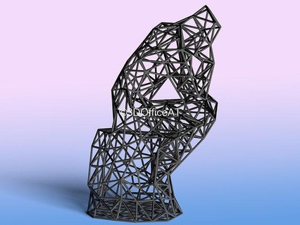 thinker - wire frame art 3d printing resin printer statue home decor modern printed sculpture intellectual ethereal sophisticated intricate design iconic house 3d print model - Mito3D