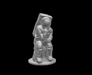 Denker 3d drucken Modell Astronaut Betrachtung Rodin Tore Platz sci fi Raumanzug Raumfahrzeug Charakter Kunst Skulpturen 3d print model - Mito3D