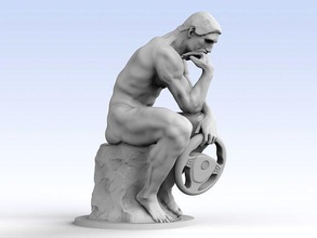 penseur pilotage roue sculpture statue art ancien figurine figure sculptures 3d print model - Mito3D