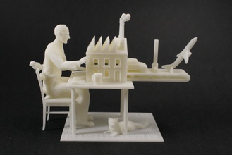 industrial revolução brett ryder xyz fábrica meme personagem humano homem arte esculturas mem impressão 3d print model - Mito3D