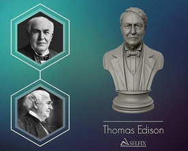 Thomas Edison portrait sculpture art statue homme sculptures 3dprint américain inventeur 3d print model - Mito3D