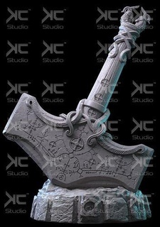 thor çekiç tanrı of savaş karakter oyunlar oyuncaklar tanrısı mjolnir kratos ragnarok 3dmodel 3dprint kcstudio sanat kostüm oyunu sahne santa monica koleksiyon 3d print model - Mito3D