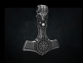 thor marteau pendentif stl 3d impression modèle mjolnir bijoux bijou dieu merveille norrois argent imprimable art conception forme peindre runes pendentifs 3d print model - Mito3D