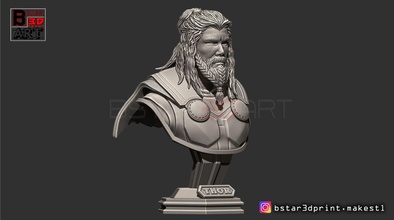 thor uzun sakal bust avenger infinity savaş endgame marvel kaptan demir adam intikamcı heykel baş şekil komik sonsuzluk oyunsonu torfat saçlı sanat heykeller 3d print model - Mito3D