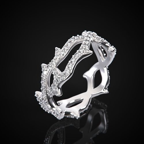 épine bague diamants or homme bijoux argent anniversaire mariage engagement cadeau anneaux 3D print model - Mito3D