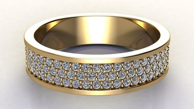 three-row diamond wedding band size 17 mm jewelry jewel ring printable jewellery gold gem brilliant fashion beauty apparel engagement rings luxury 3d print model - Mito3D
