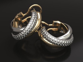 de trois couleurs boucles d'oreilles en diamant bijoux pave la marque plexus tissu l'enchevêtrement ficelle les diamants réplique des 3d print model - Mito3D