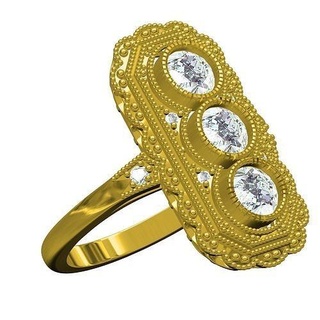 diamante arte deco squillare oro gioielleria gemma prezioso stampabile antico cad personalizzare design 3d nozze moda argento sterlina anelli 3d print model - Mito3D