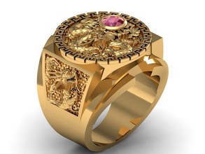 three dragon ring jewelry diamond men man rings 3d print model - Mito3D