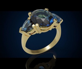 tre gemma anello cg 3 11 gioielli cuore ovale anelli cocktail oro argento la sterlina zaffiro diamante brillante preziosi di lusso moda stampabile bellezza 3d print model - Mito3D