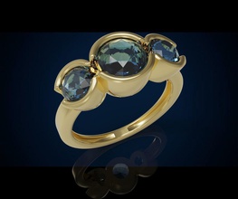 tre gemma anello cg 3 12 gioielli anelli giro cocktail di fidanzamento oro argento la sterlina zaffiro diamante brillante preziosi lusso moda stampabile bellezza 3d print model - Mito3D