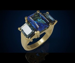 tre gemma anello cg 3 18 gioielli anelli raggiante cocktail di fidanzamento oro argento la sterlina zaffiro diamante brillante preziosi lusso moda stampabile bellezza 3d print model - Mito3D