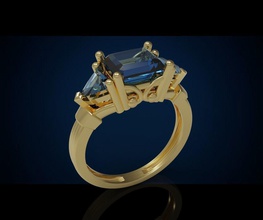 tre gemma anello cg 3 19 gioielli anelli trilioni raggiante cocktail di fidanzamento oro argento la sterlina zaffiro diamante brillante preziosi moda stampabile bellezza 3d print model - Mito3D