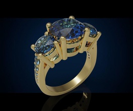 tre gemma anello cg 3 21 gioielli anelli giro cocktail di fidanzamento oro argento la sterlina zaffiro diamante brillante preziosi lusso moda stampabile bellezza 3d print model - Mito3D