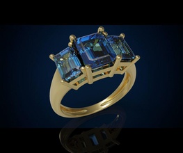 tre gemma anello cg 3 22 gioielli anelli emerald cocktail di fidanzamento oro argento la sterlina zaffiro diamante brillante preziosi lusso moda stampabile bellezza 3d print model - Mito3D
